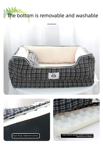 Dog Beds Max for 5KG Small Dogs  Cute Cat Beds Soft Cotton Dog Kennel with Non Slip Bottom, Removable Calming Sofa All Seasons
