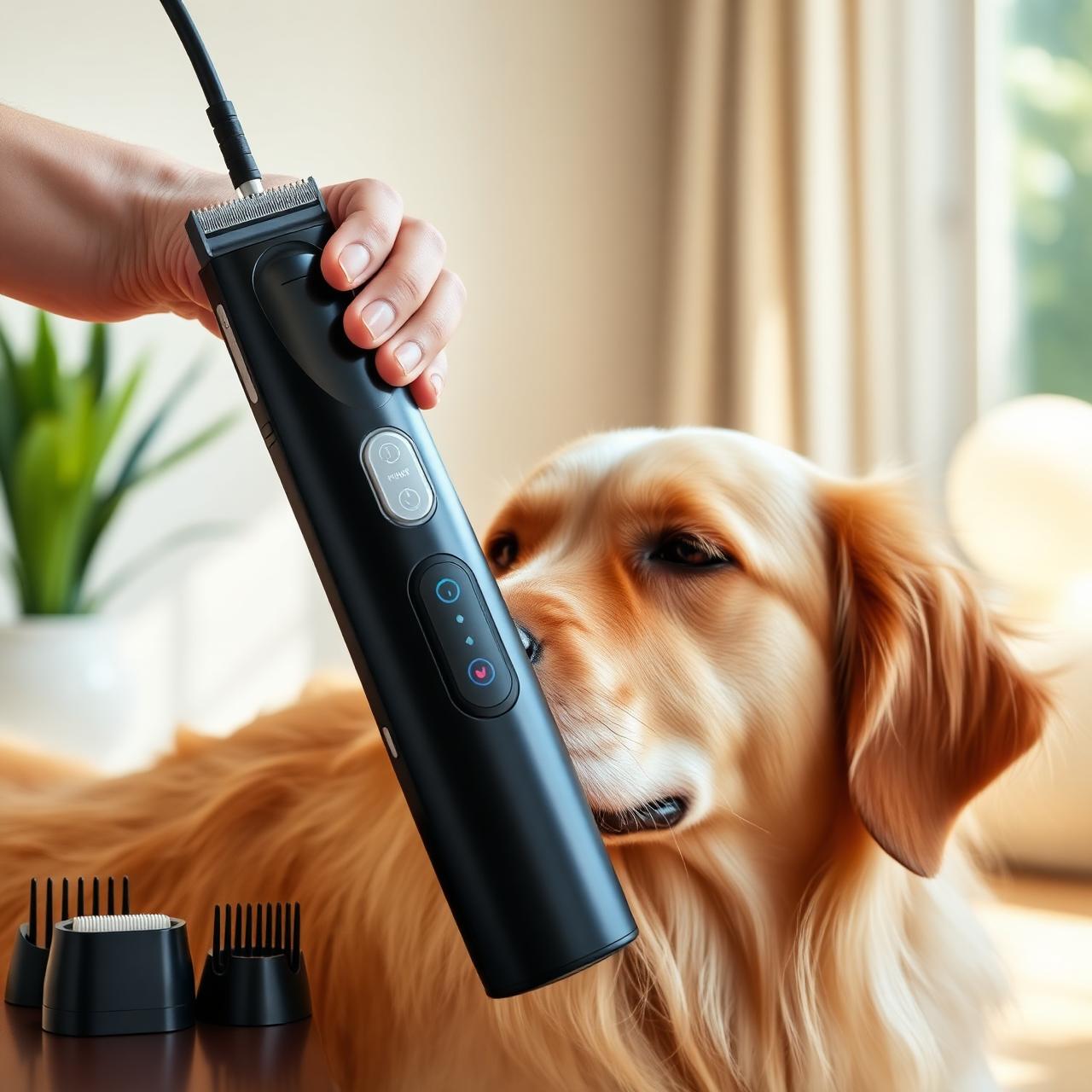 Pet grooming kit used on a golden retriever
